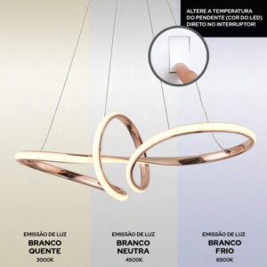 Lustre Pendente Nitrolux Lp-01r Rose Gold Led