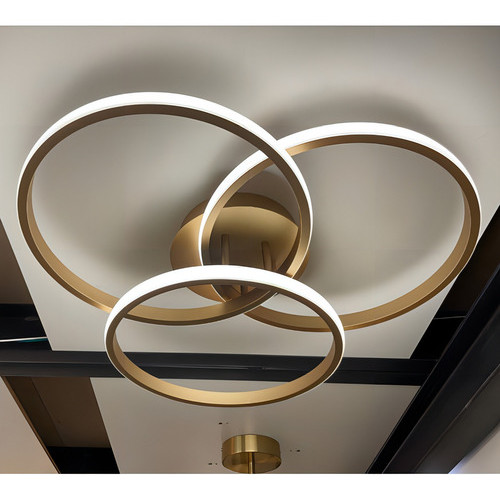 Luminária Plafon Led De Sobrepor 3 Anéis Selene 45w 3 Em 1 Bivolt Dourado 127/220v Dourado