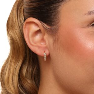 Brinco Feminino Argola Brilhantes Zircônia Banho Ouro 18K