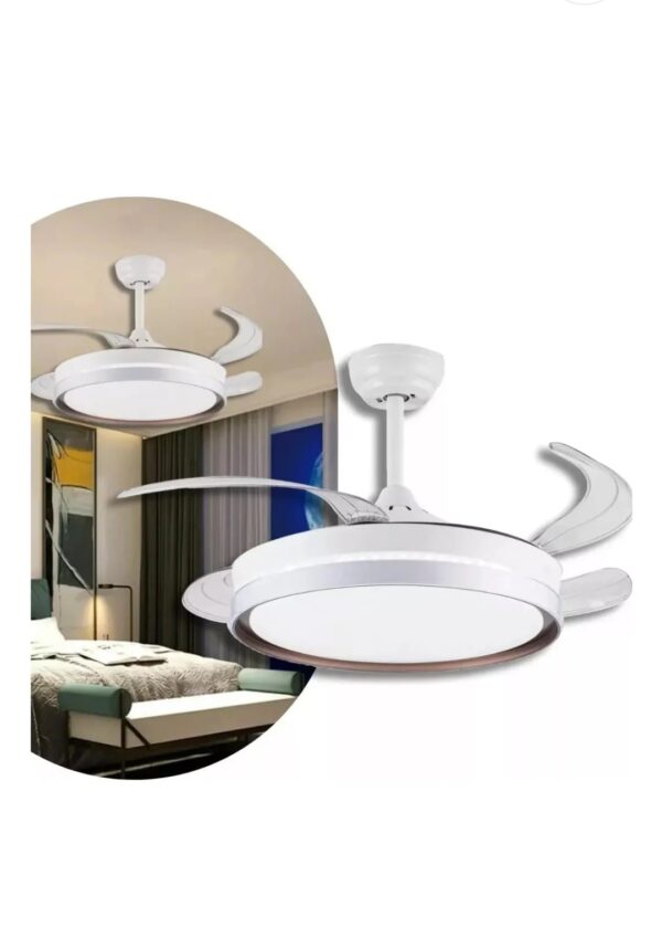 Ventilador Teto Retrátil Embuled Breeze Home dourado Estrutura Branco / Pás Transparente Diâmetro 920 Mm Frequência.
