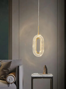Kit 2 Luminária Pendente Teto Cristal Led Oval Dourado 3 Em1 Voltagem127/220v Dourado