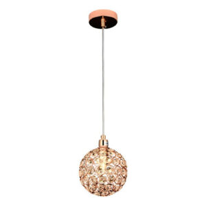 Pendente Metal + Cristal Rose Cozinha Quarto Sala Lavabo