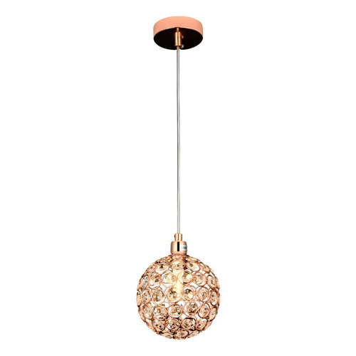 Pendente Metal + Cristal Rose Cozinha Quarto Sala Lavabo