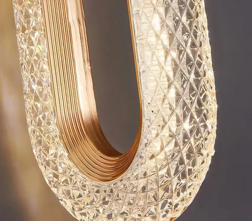 Kit 2 Luminária Pendente Teto Cristal Led Oval Dourado 3 Em1 Voltagem127/220v Dourado