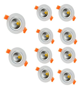 Kit 10 Spot Led Cob 5w Branco Quente Redondo Eclick 127/220v Branco