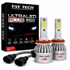Par de Lâmpadas Super LED Farol Ultra Plus 6000K Branca H8