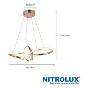 Lustre Pendente Nitrolux Lp-01r Rose Gold Led
