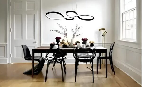 Lustre Pendente Led Design Infinity 60w Bivolt Preto 127/220v Preto