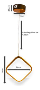 Luminária Pendente Led Losango 18w 3200k Quarto E Sala 127/220v Dourado