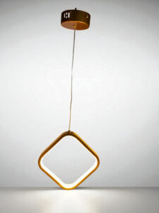Luminária Pendente Led Losango 18w 3200k Quarto E Sala 127/220v Dourado