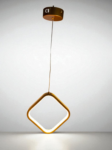Luminária Pendente Led Losango 18w 3200k Quarto E Sala 127/220v Dourado