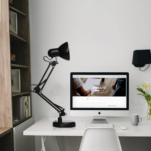 Luminária De Mesa Dapon Articulada Abajur Modelo Pixar Com Base E Garra Cor Preto