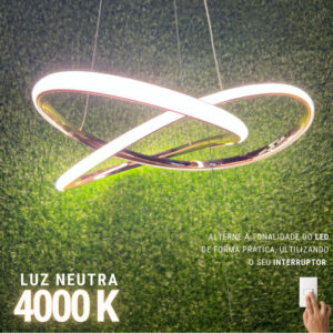 Lustre Pendente Led 40w Moderno 3 Em 1 Dourado Lp-02d