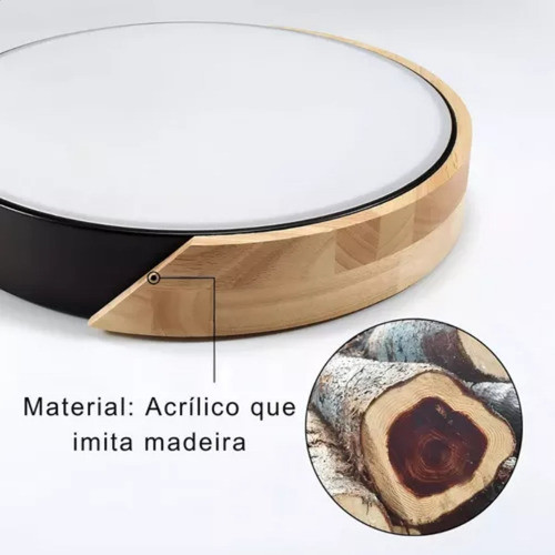 Luminária Plafon Sobrepor Led 3em1 Preto Com Controle Eclick
