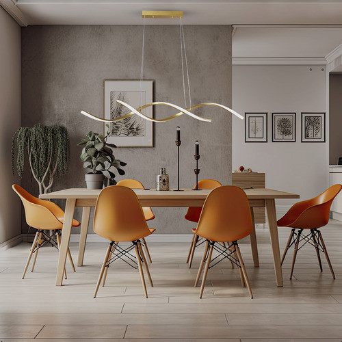 Lustre Pendente Espiral 3 Em 1 Dourado Com Controle Eclick