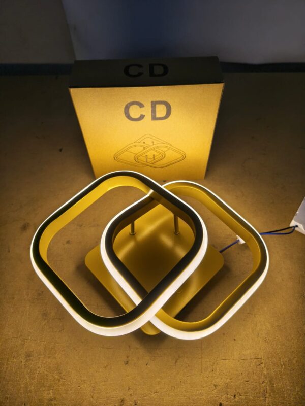 Plafon LED Retangular Dourado 3500K a 6500K Metal 28x19cm