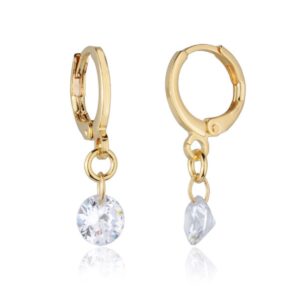 9320ef1a8f146a6c455cdfe355a8cf20.jpg Brinco Argolinha Com Zircônia Ouro 18k Unissex Luxo Delicado
