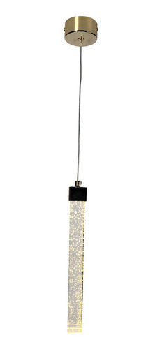 Pendente Led Cristal Quadrado Dourado 3 Temperaturas Dourado