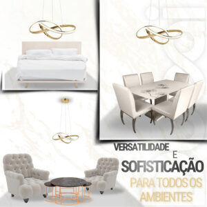 Lustre Pendente Led 40w Moderno 3 Em 1 Dourado Lp-02d