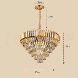 Lustre Classico Pendente Dourado Metal Cristal Sindora Luxo 127/220v Dourado