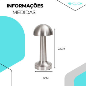 Abajur De Mesa Touch Cromado  Recarregável 5w Bivolt