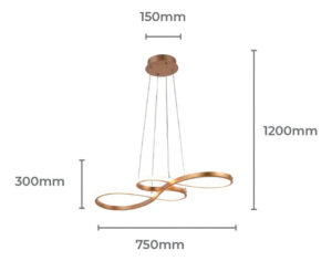 Lustre Pendente 40w Design Moderno 3 Em 1 Lp-016a 127/220v Dourado