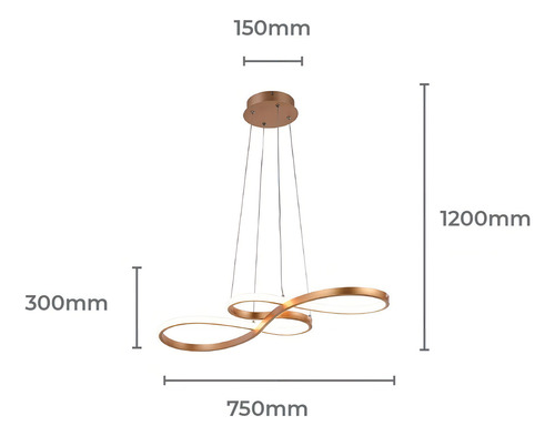 Lustre Pendente 40w Design Moderno 3 Em 1 Lp-016a 127/220v Dourado