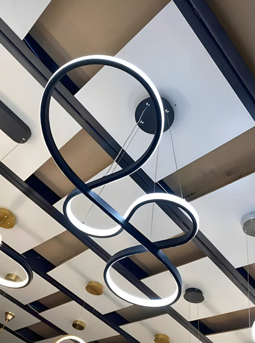 Lustre Pendente Led 52w 3 Em 1 Moderno Decor Cinderella 127/220v Preto