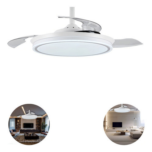 Luminária Ventilador Plafon Breeze Home 30w Retrátil Branco Pás Transparente Diâmetro 39.5 Cm Frequência 50/60hz Materia
