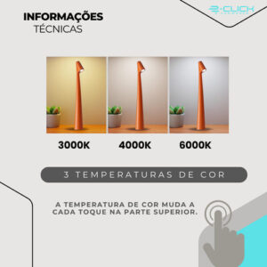 Luminária De Mesa Moderna Led Touch Eclick Bivolt Vermelho