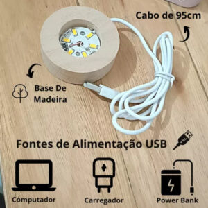 Luminária Led Bola 3d Astronauta Decor Cinderella Madeira Transparente 127/220v
