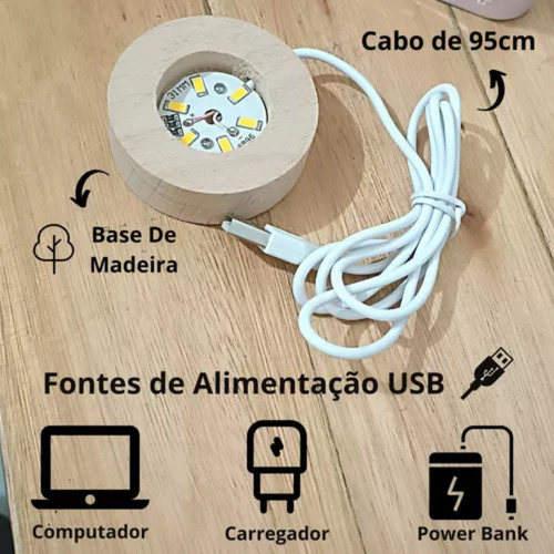 Luminária Led Bola 3d Astronauta Decor Cinderella Madeira Transparente 127/220v