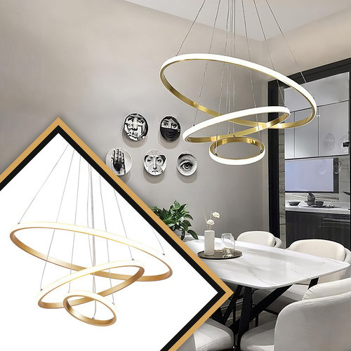 Pendente Luminaria Lustre Led Teto Posições regulaveis Moderno Sala Jantar 60w 127/220v Dourado