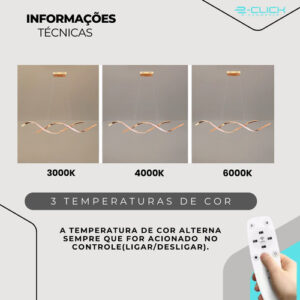 Lustre Pendente Moderno 3 Em 1 Rose Com Controle Eclick 127/220v Rose