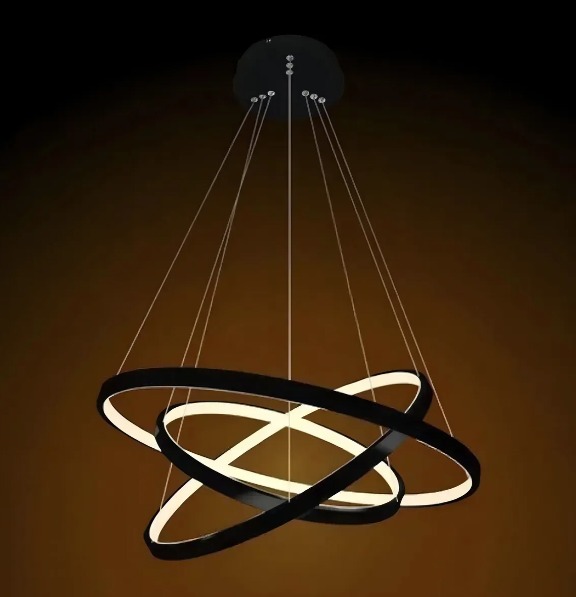 Arandela Pendente 3 Arcos LED 3000K – 20x40x60 Preto