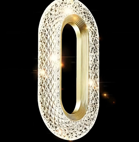 Kit 2 Luminária Pendente Teto Cristal Led Oval Dourado 3 Em1 Voltagem127/220v Dourado