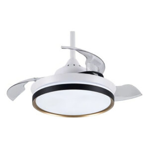 Ventilador Teto Retrátil Embuled Breeze Home Preto/dourado Estrutura Branco Pás Transparente Diâmetro 920 Mm Frequência