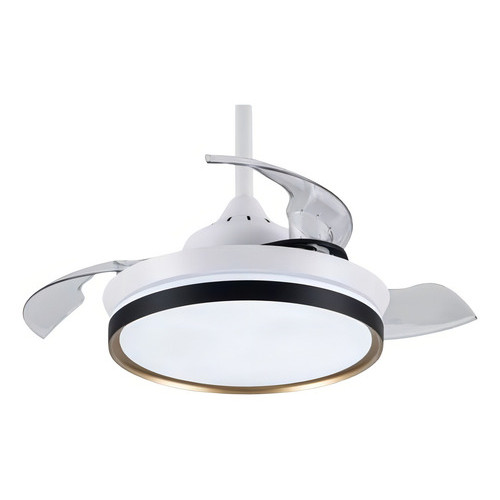 Ventilador Teto Retrátil Embuled Breeze Home Preto/dourado Estrutura Branco Pás Transparente Diâmetro 920 Mm Frequência