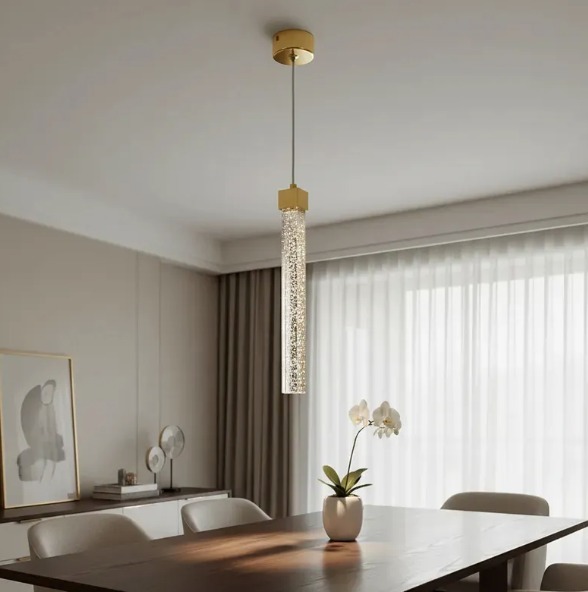Pendente LED de Vidro Dourado 33cm Luz Ajustável 3500K a 6500K Com Cabo 2m