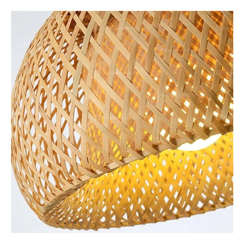 Pendente Artesanal Bambu De Fibra Natural 30cm Palha E27