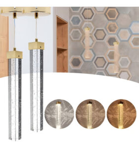 Kit 2 Lustre Pendente Cristal Bolhas Led 3 Cores Dourado 127/220v Dourado