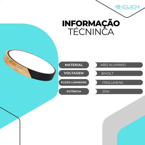 Luminária Plafon Sobrepor Led 3em1 Preto Com Controle Eclick