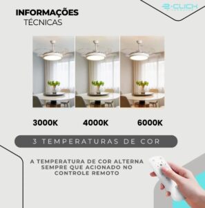 Ventilador Teto Retrátil Embuled Breeze Home dourado Estrutura Branco / Pás Transparente Diâmetro 920 Mm Frequência.