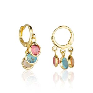b58681961b9a72058118a9079752ef71.jpg Brinco Argolinha 3 Pedras Ouro 18k Colorido Feminino Luxo