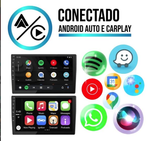 Central Multimídia 9” 2 Din T180 CarPlay Android Auto