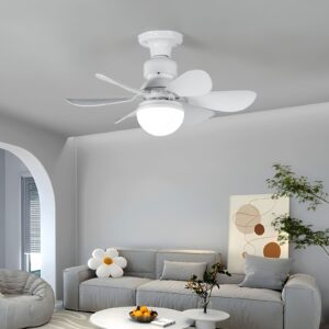 Ventilador De Teto Silencioso Com 6 Aspas, 3 Velocidades, Lâmpada Led, Branco, 40w, Kaprot