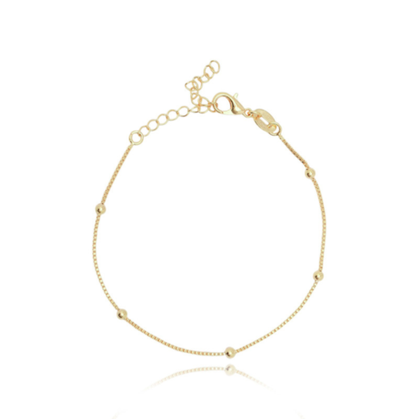Pulseira Feminina Bolinhas Ouro 18k Antialérgica Elegante