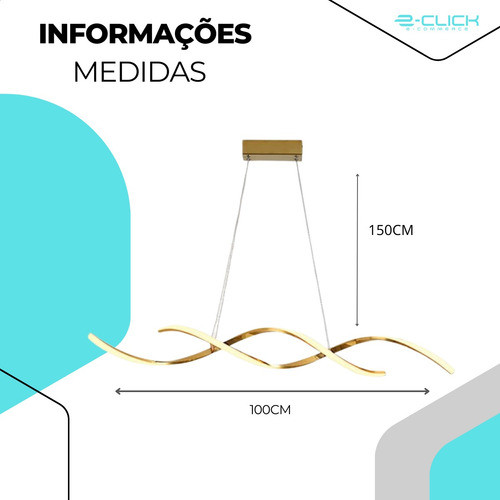 Lustre Pendente Espiral 3 Em 1 Dourado Com Controle Eclick