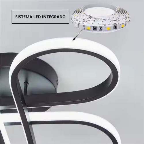 Plafon Led 3 Em 1 Bivolt 40w Decor Cincerella Preto 127/220v Preto