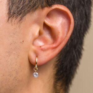 Brinco Argolinha Com Zircônia Ouro 18k Unissex Luxo Delicado